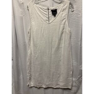 Cynthia Rowley WOmen's 100% Linen Sleeveless Shift Dress Cotton Lining White 12